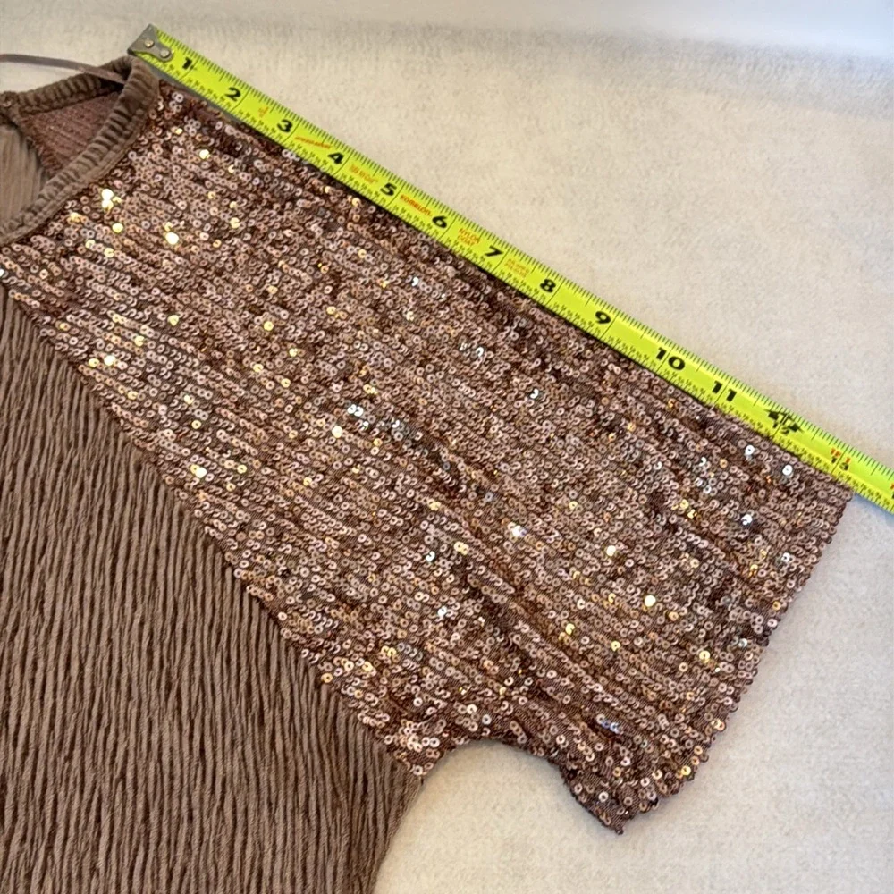 Cable & Gauge Rose Gold Sequin Short Sleeve Top Women's Small NWOT - Picture 8 of 8